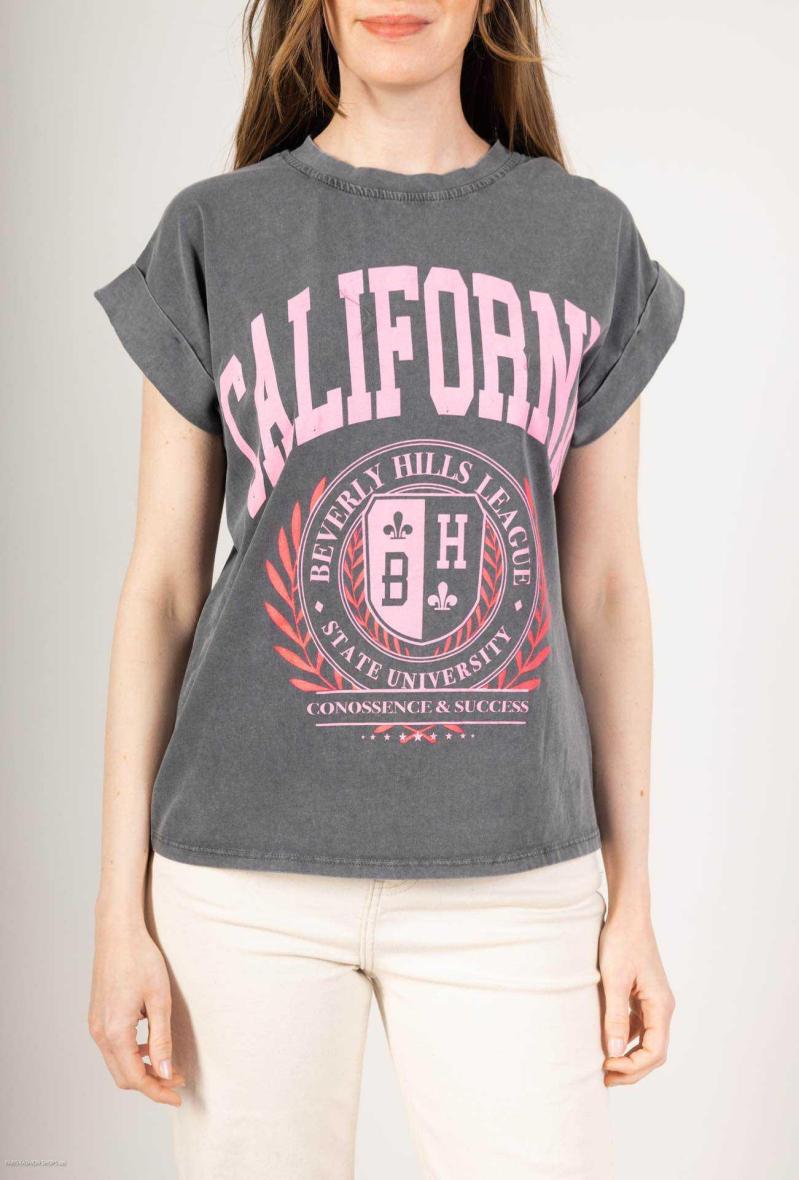 Tshirt gris en coton à imprimé