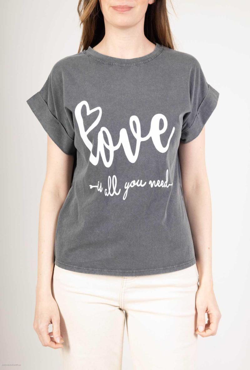 Tshirt gris en coton à imprimé