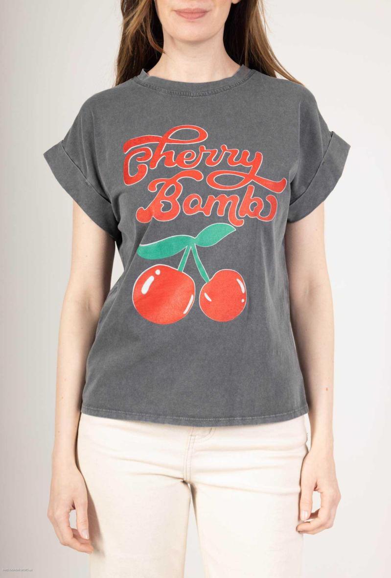 Tshirt gris en coton à imprimé