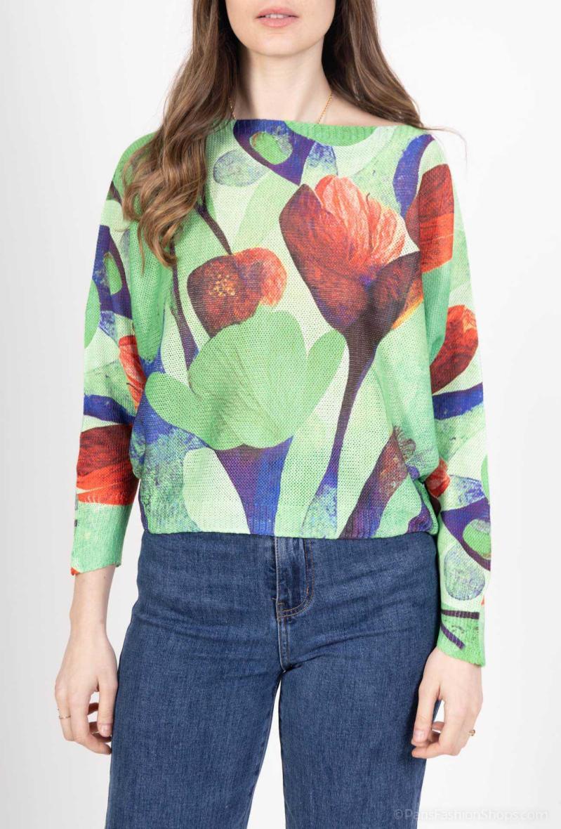 Pull court à imprimé fleurs