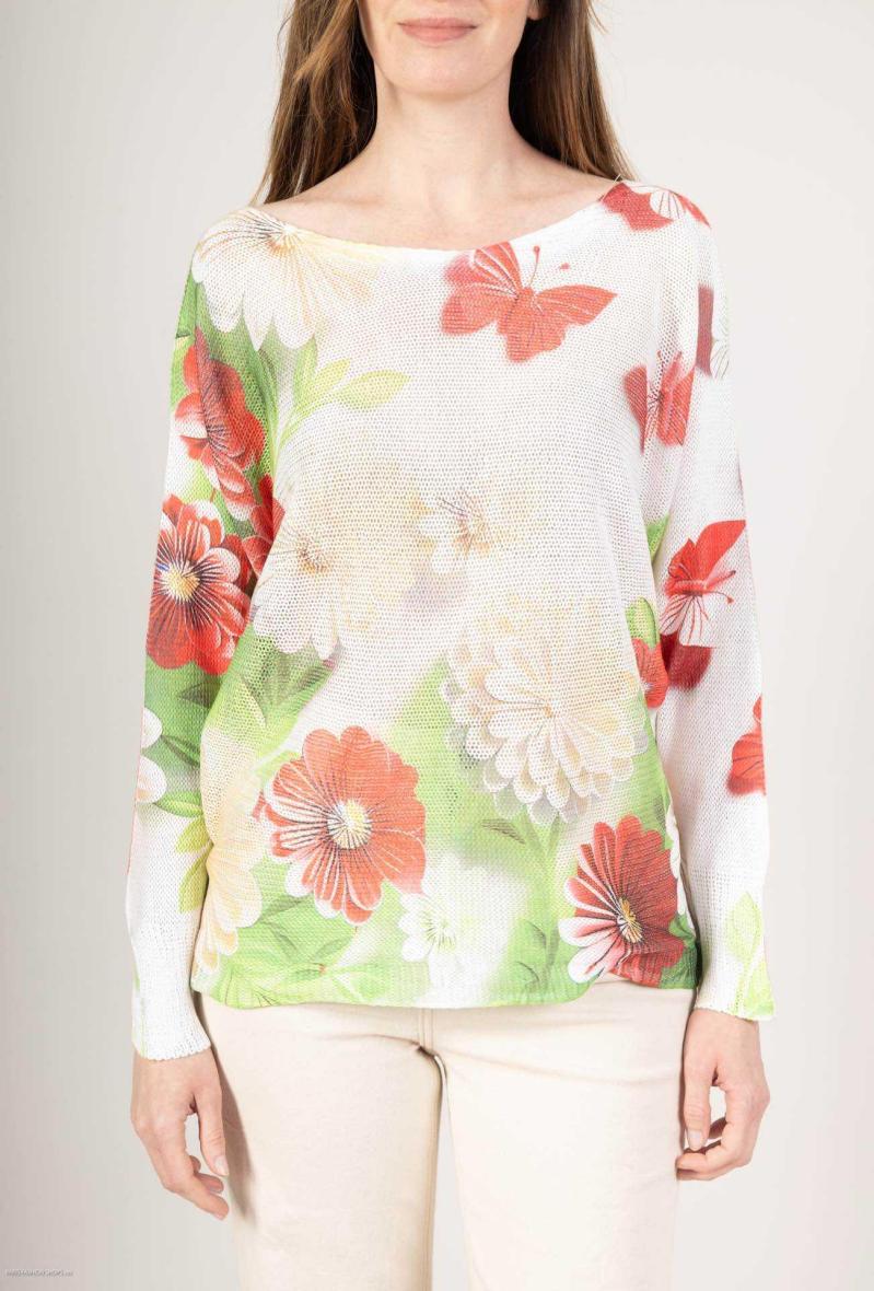 Pull à imprimé fleurs