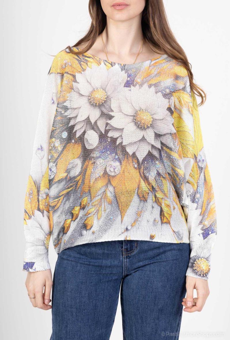 Pull à imprimé fleurs