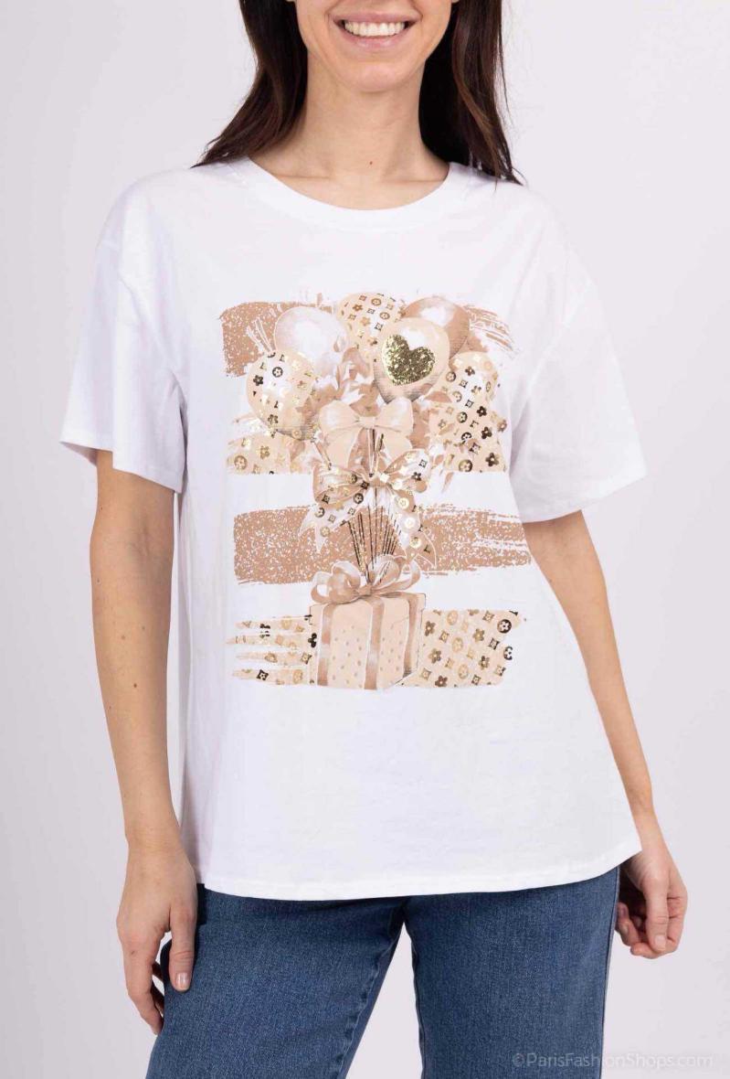 Tshirt en coton à imprimé cadeau d'anniverssaire