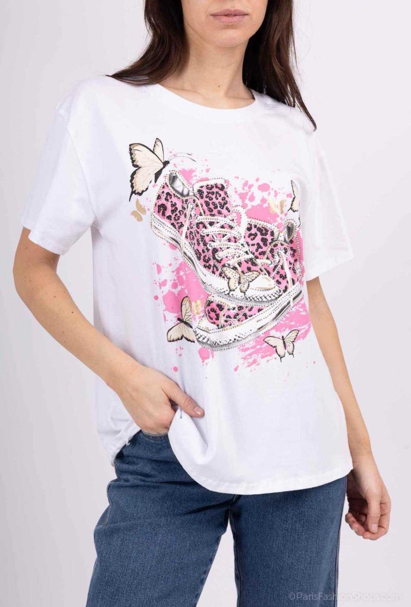 Tshirt en coton à imprimé chassure