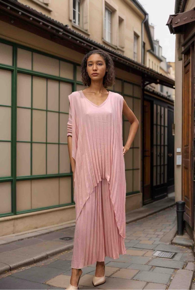 Ensemble pantalon ample plissé