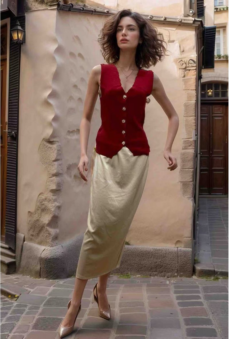 PULLS DESIGNE SANS MANCHE AVEC BOUTON